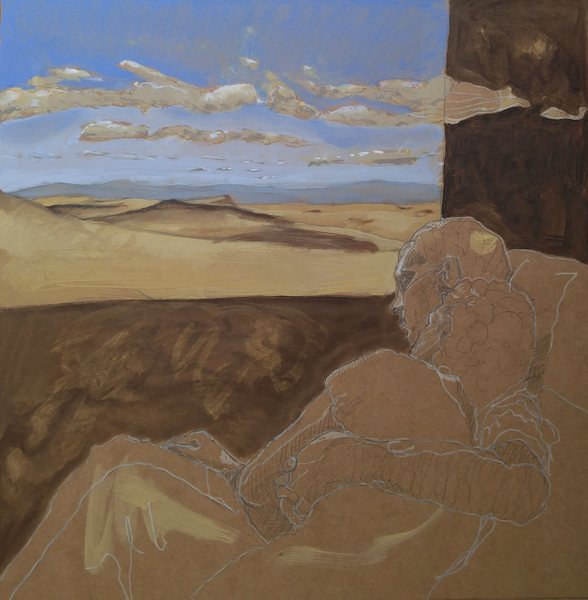 Un couple - 40x40 - tempera